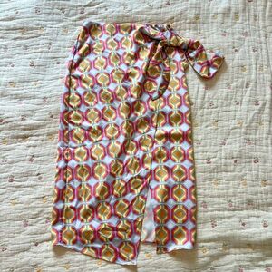 Babaton by Aritzia Colorful Geometric pink and yellow Patterned tie Skirt